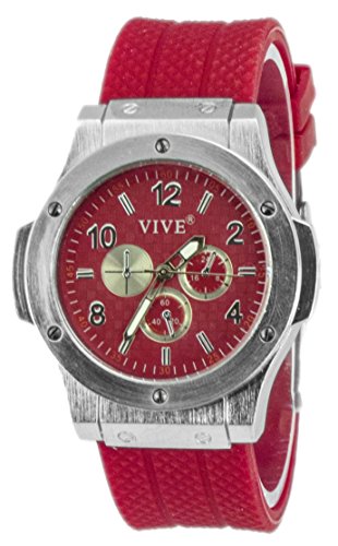 Einzigartige HOT SUN SUMMER TIME Edelstahl Armbanduhr in Rot mit Silikonarmband Color Edition
