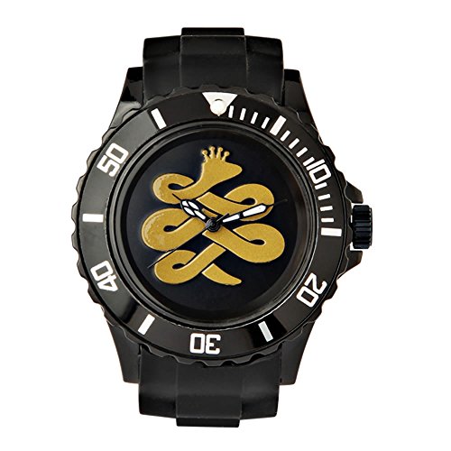 BAEM Armbanduhr grosses Zifferblatt mit Luenette Silikonband koreanisches Design limitierte Auflage Schwarz goldfarben