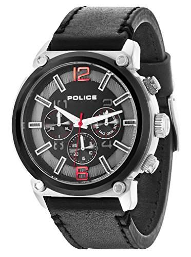 POLICE Herren-Armbanduhr ARMOR Analog Quarz Leder P14378JSTB-02