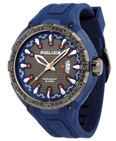 Police Herren Luxus Sport Stil Analog Datum Armbanduhr Blau Silikon Pl 13864jpblu 61