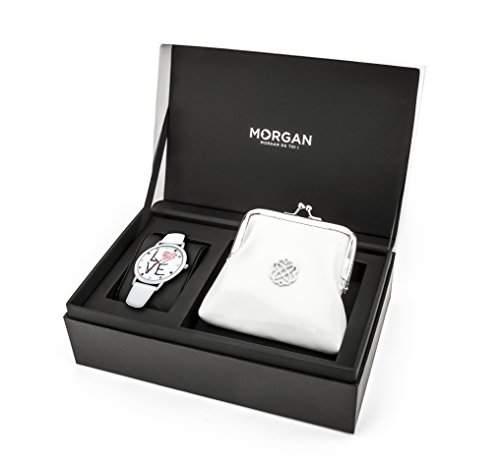 CM1214W Morgan Damen-Armbanduhr Anastasie Quarz analog Leder Weiss
