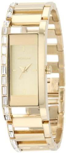 Morgan Womens M1100GM Classic Crystallized Case Gold-Tone Bracelet Watch