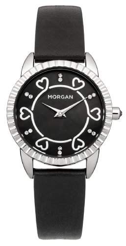M1185B Morgan Damen-Armbanduhr Anastasie Quarz analog Leder Schwarz