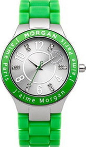 Morgan De Toi M1146N gruenes Armband aus Kunststoff silberfarbenes Zifferblatt