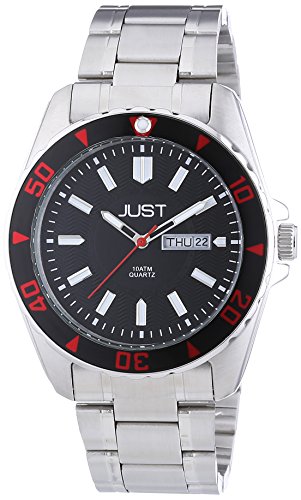Just Watches XL Analog Quarz Edelstahl 48 S10237 BK RD