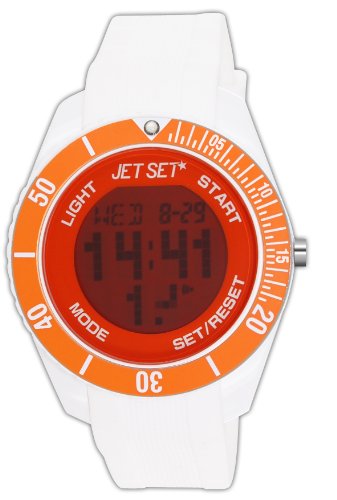 Jet Set J93491 17 Bubble Armbanduhr Quarz Digital Zifferblatt Orange Armband Kautschuk weiss