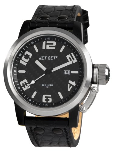 Jet Set J25581 237 San Remo Armbanduhr Quarz Analog Zifferblatt schwarz Armband Leder schwarz
