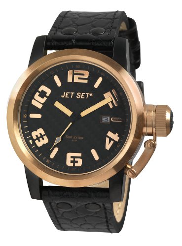 Jet Set j2558r 237 San Remo Armbanduhr Quarz Analog Zifferblatt schwarz Armband Leder schwarz