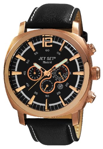Jet Set j3268r 237 Madrid Armbanduhr Quarz Chronograph Schwarzes Ziffernblatt Armband Leder Schwarz