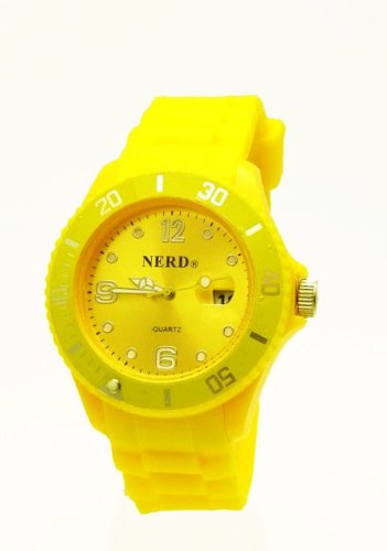 NERD Armbanduhr mit Datum in Gelb G92