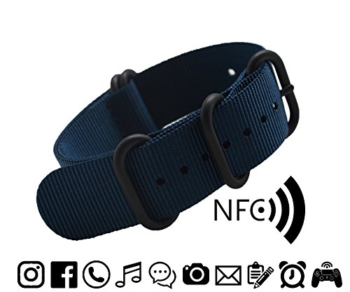 metastrap NFC 22 mm Nylon Strap Zulu Watch Band blau