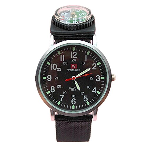 QBD Herren Nachtsicht Armbanduhr mit Kompass Schwarz