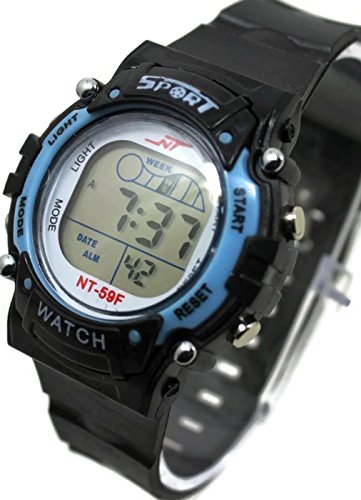 QBD Jungen Unisex Super Wert Wasserdicht Multi Funktion LED Digital Stoppuhr Alarm Hintergrundbeleuchtung Sport Armbanduhr v dark blau