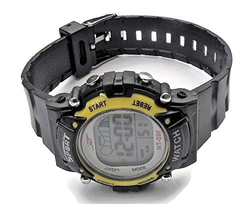 QBD Girls Damen Super Wert Wasserdicht Multi Funktion LED Digital Stoppuhr Alarm Hintergrundbeleuchtung Sport Armbanduhr v yellow