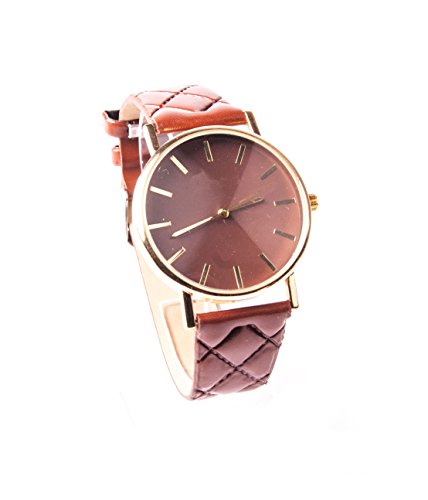 Braun Gold Armbanduhr Uhr Vintage Lederarmbanduhr Kunstleder Schlicht