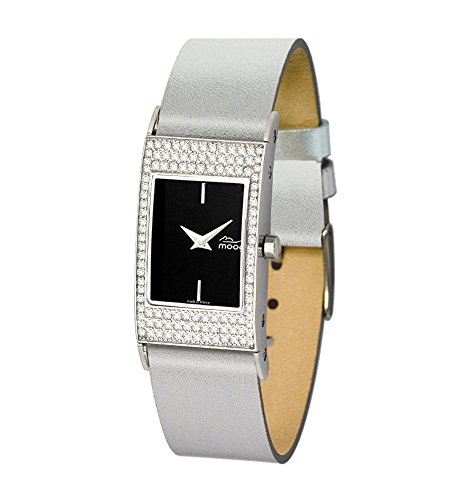 Moog Paris Time to Change Silber aus Edelstahl Armband Silber aus Kalbsleder Austauschbar Armband in Frankreich hergestellt M44261 002