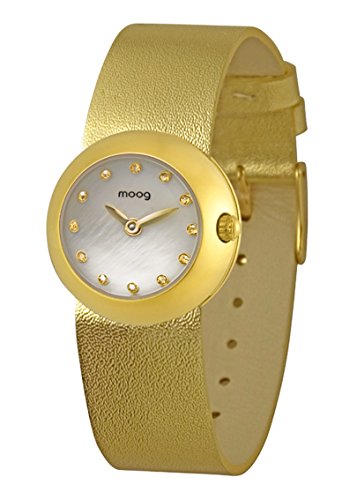 Moog Paris Zoom gold aus Edelstahl Armband Gold aus Kalbsleder Austauschbar Armband in Frankreich hergestellt M45382 004