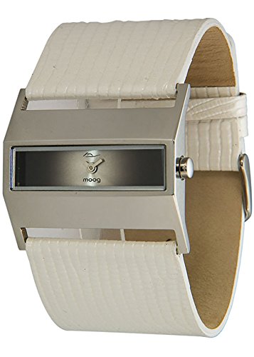 Moog Paris Hope Silber aus Edelstahl Armband weiss aus Echt Leder in Frankreich hergestellt M41412 007