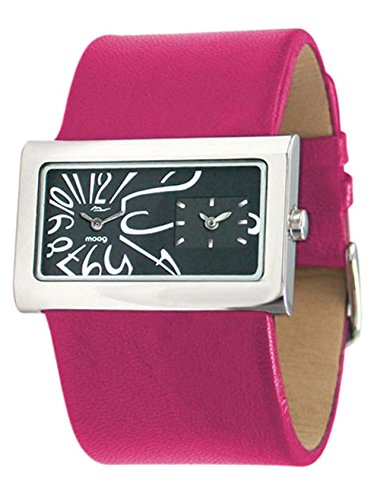 Moog Paris Stars Silber aus Edelstahl Armband rosa aus Echt Leder in Frankreich hergestellt M41612 011