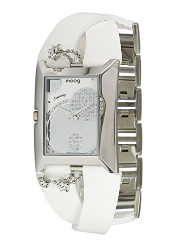 Moog Paris Intimacy Silber aus Edelstahl Armband weiss aus Echt Leder in Frankreich hergestellt M44952 001