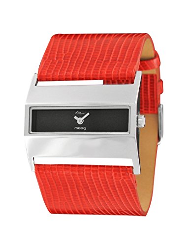 Moog Paris Hope Silber aus Edelstahl Armband Rot aus Echt Leder in Frankreich hergestellt M41412 006