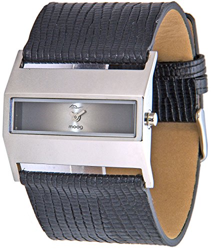 Moog Paris Hope Silber aus Edelstahl Armband schwarz aus Echt Leder in Frankreich hergestellt M41412 004