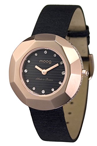 Moog Paris Facet Rosegold aus Edelstahl Armband schwarz aus Stoff in Frankreich hergestellt M45532 001