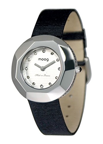 Moog Paris Facet Silber aus Edelstahl Armband schwarz aus Stoff in Frankreich hergestellt M45532 009