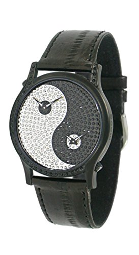 Moog Paris Ying Yang schwarz aus Edelstahl Armband schwarz aus Aal Haut in Frankreich hergestellt M44382 004