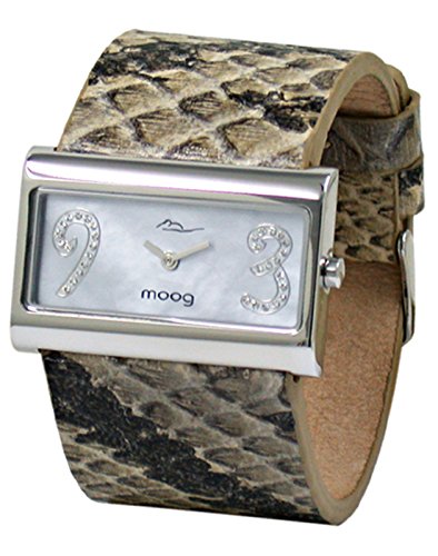 Moog Paris Wild Origin Silber aus Edelstahl Armband grau aus Kalbsleder in Frankreich hergestellt M41636F 005