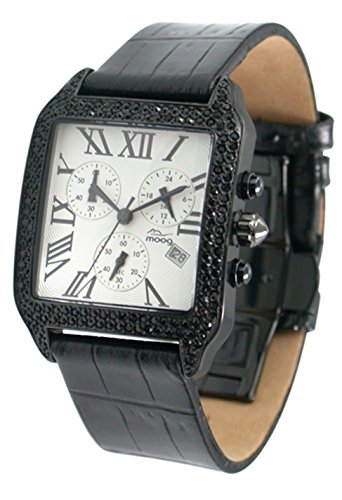 Moog Paris Think Different schwarz aus Edelstahl Armband schwarz aus Kalbsleder in Frankreich hergestellt M44272F 004