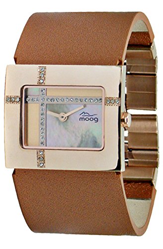 Moog Paris Mondrian Rosegold aus Edelstahl Armband Kupfer aus Kalbsleder in Frankreich hergestellt M44372F 006