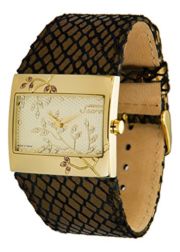 Moog Paris Secret gold aus Edelstahl Armband braun aus Kalbsleder in Frankreich hergestellt M44932 104