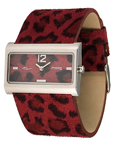 Moog Paris Wild Origin Silber aus Edelstahl Armband Rot aus Kalbsleder in Frankreich hergestellt M41632 003