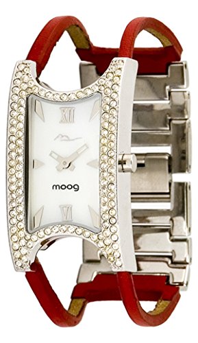 Moog Paris Island Silber aus Messing Armband Rot aus Kalbsleder in Frankreich hergestellt M44232 004
