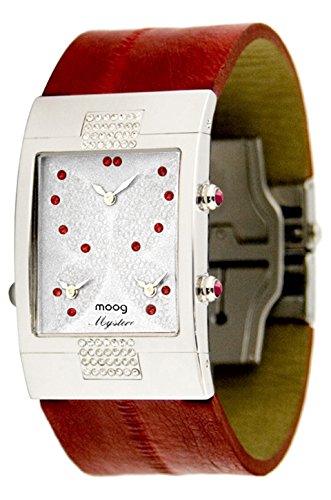 Moog Paris Papillon Silber aus Messing Armband Rot aus Kalbsleder in Frankreich hergestellt M44404 102