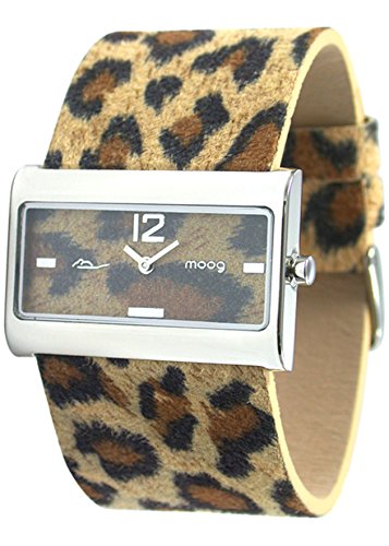 Moog Paris Wild Origin Silber aus Edelstahl Armband Braun aus Kalbsleder in Frankreich hergestellt M41632 004