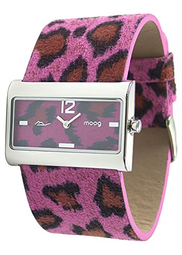 Moog Paris Wild Origin Silber aus Edelstahl Armband Rosa aus Kalbsleder in Frankreich hergestellt M41632 005