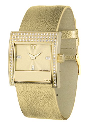 Moog Paris Champs Elysees gold aus Edelstahl Armband Gold aus Kalbsleder in Frankreich hergestellt M44792 004
