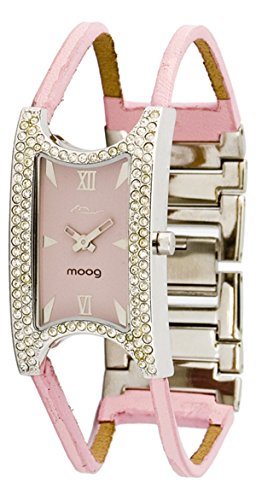 Moog Paris Island Silber aus Messing Armband Rosa aus Kalbsleder in Frankreich hergestellt M44232 002