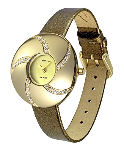 Moog Paris Hypnotyse gold aus Edelstahl Armband Braun aus Kalbsleder in Frankreich hergestellt M44312 010