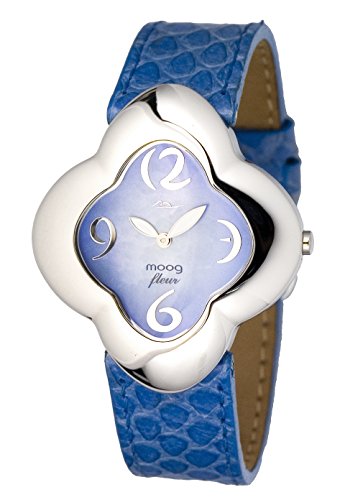 Moog Paris Luck Silber aus Messing Armband Blau aus Echtes Schlangenleder in Frankreich hergestellt M41021 006