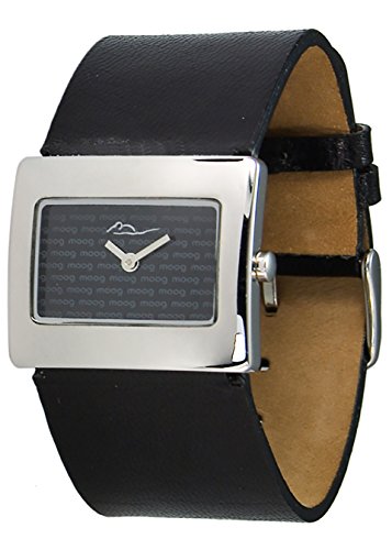 Moog Paris Supra schwarz Ziffernblatt Armband schwarz aus Kalbsleder in Frankreich hergestellt M41642 003