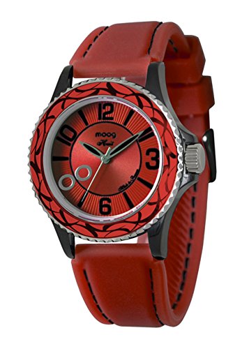 Moog Paris Huit rot Ziffernblatt Armband Rot aus Silikon in Frankreich hergestellt M45524 004