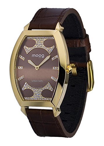 Moog Paris Urban Lady schokolade Ziffernblatt Armband Braun aus Kalbsleder in Frankreich hergestellt M45052 002