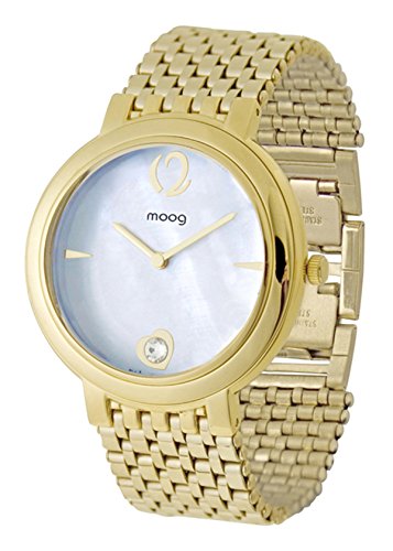 Moog Paris Caresse weiss perlmutter Ziffernblatt Armband Gold aus Edelstahl in Frankreich hergestellt M46174 103