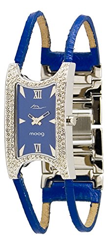 Moog Paris Island Blau Ziffernblatt Armband Blau aus Kalbsleder in Frankreich hergestellt M44232 001