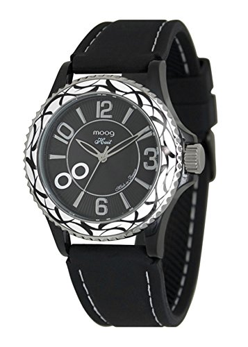 Moog Paris Huit schwarz Ziffernblatt Armband schwarz aus Silikon in Frankreich hergestellt M45524 001