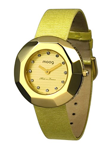 Moog Paris Facet Gold Ziffernblatt Armband Gelb aus Stoff in Frankreich hergestellt M45532 005