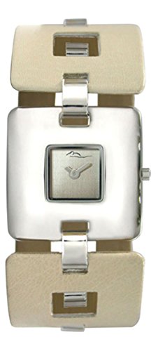 Moog Paris Emotion weiss Ziffernblatt Armband beige aus Mit Leder umfasster Stahl in Frankreich hergestellt M46132 005